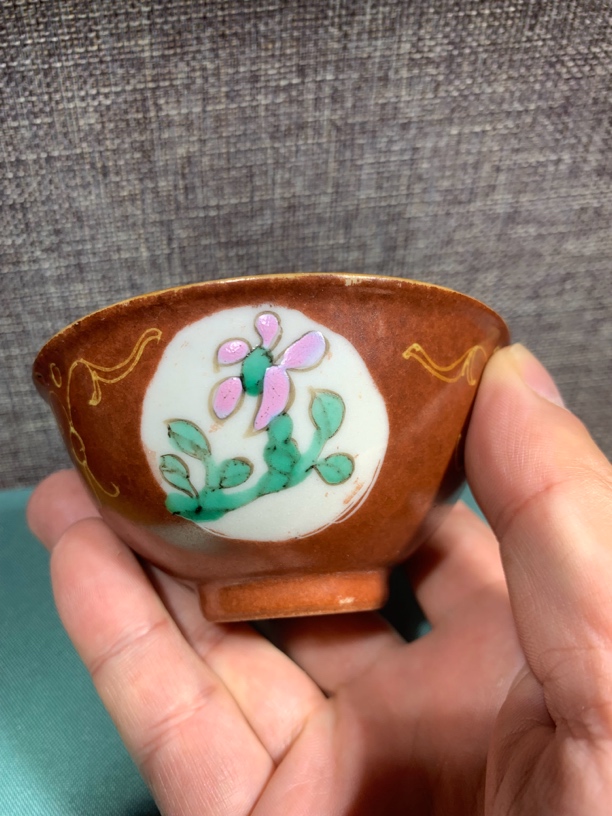 陶瓷当代仿古艺术品花卉茶杯