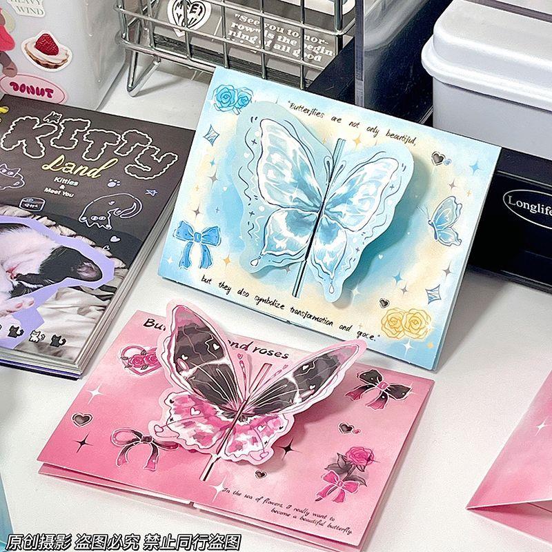 ins立体蝴蝶贺卡高颜值3d可折叠贺卡祝福卡片情侣七夕礼物贺卡