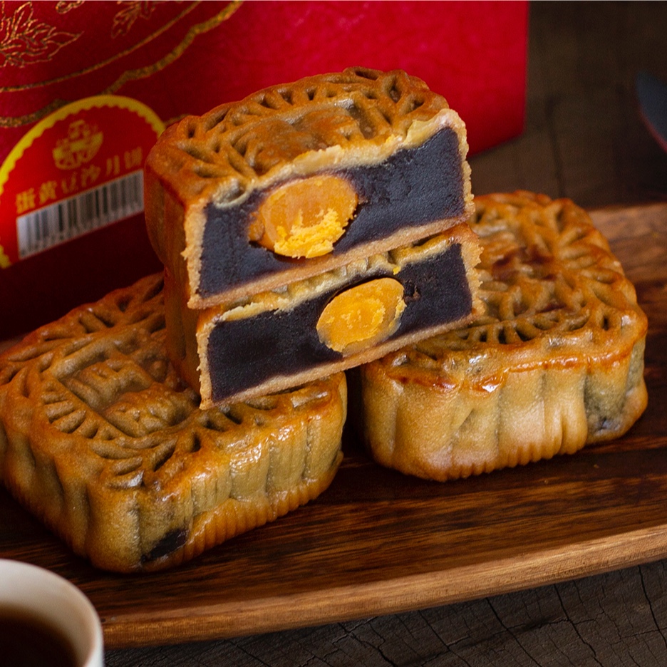 （二姐推荐）猪母月饼蛋黄豆沙月饼125gX4个一盒装