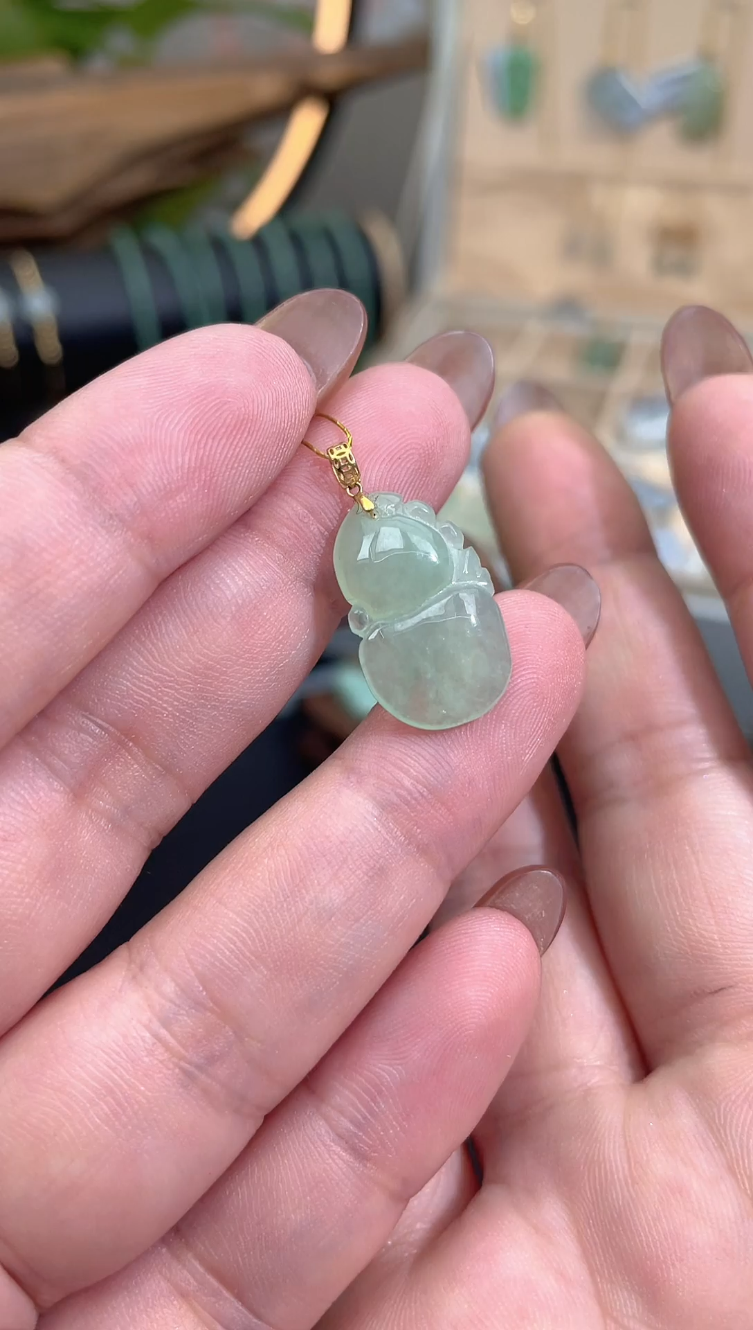 【闪购商品】翡翠颈饰18K金镶嵌葫芦@@CMT1049