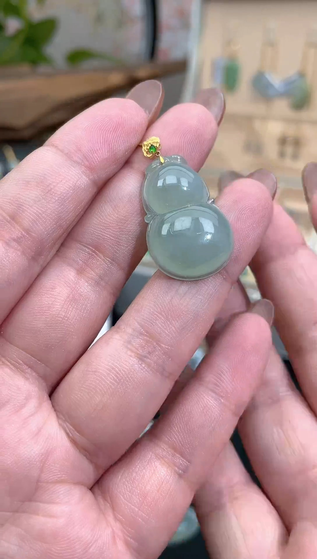 【闪购商品】翡翠颈饰18K金镶嵌葫芦@@CMT1390-1