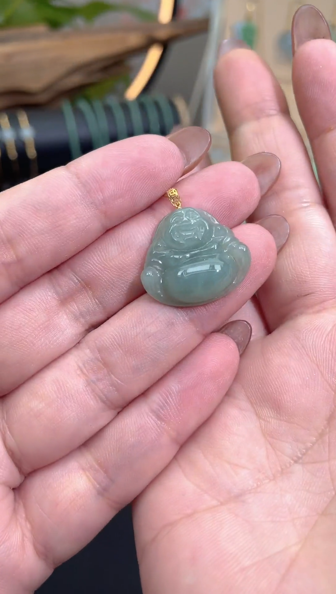 【闪购商品】翡翠颈饰18K金镶嵌佛公@@CMT1719-3