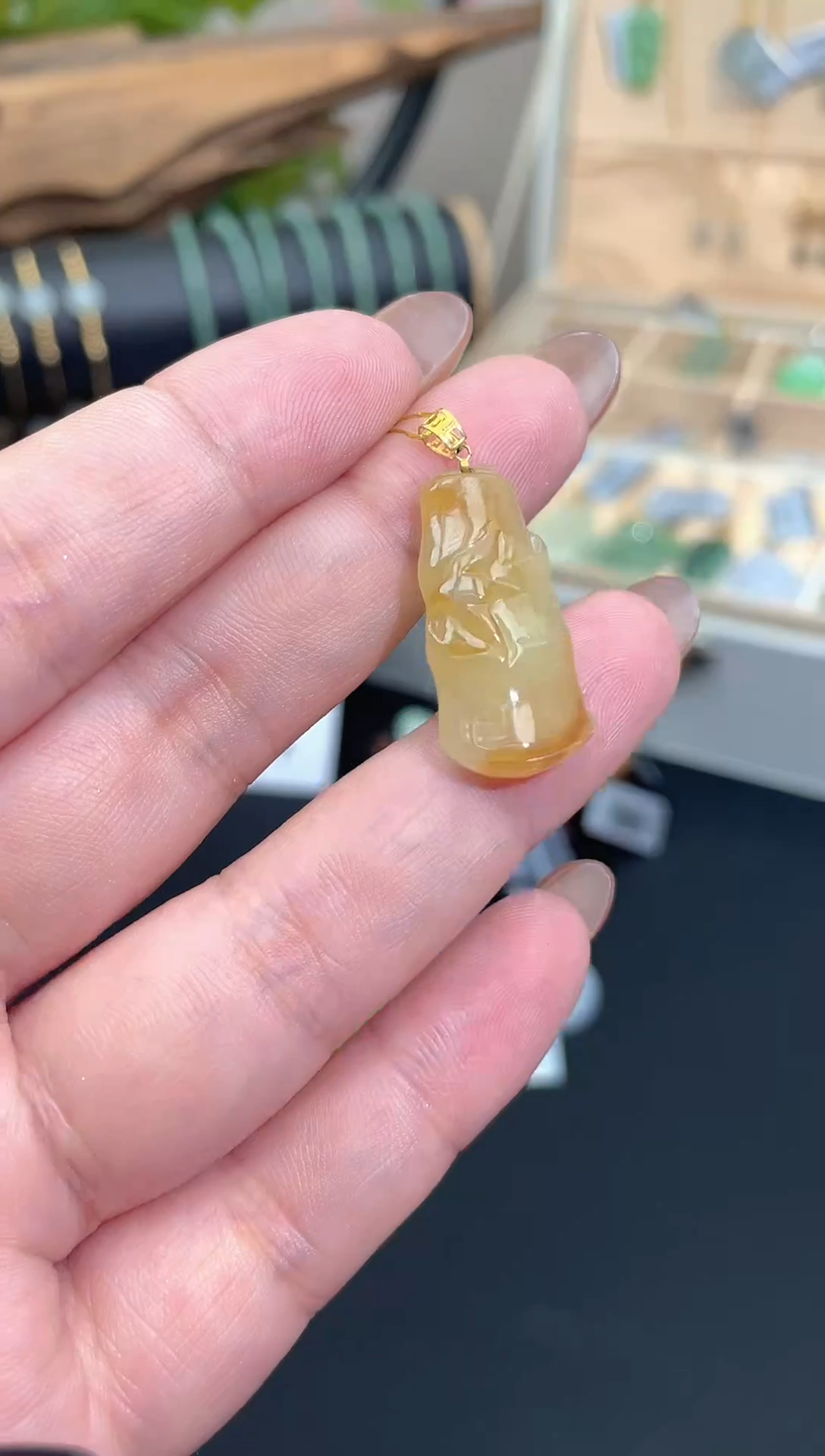 【闪购商品】翡翠颈饰18K金镶嵌竹节@@CMTX01