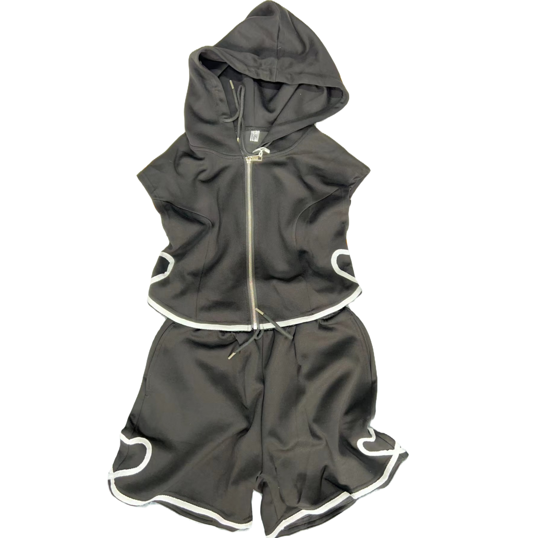 1601爆款女士夏季时尚连帽镂空套装