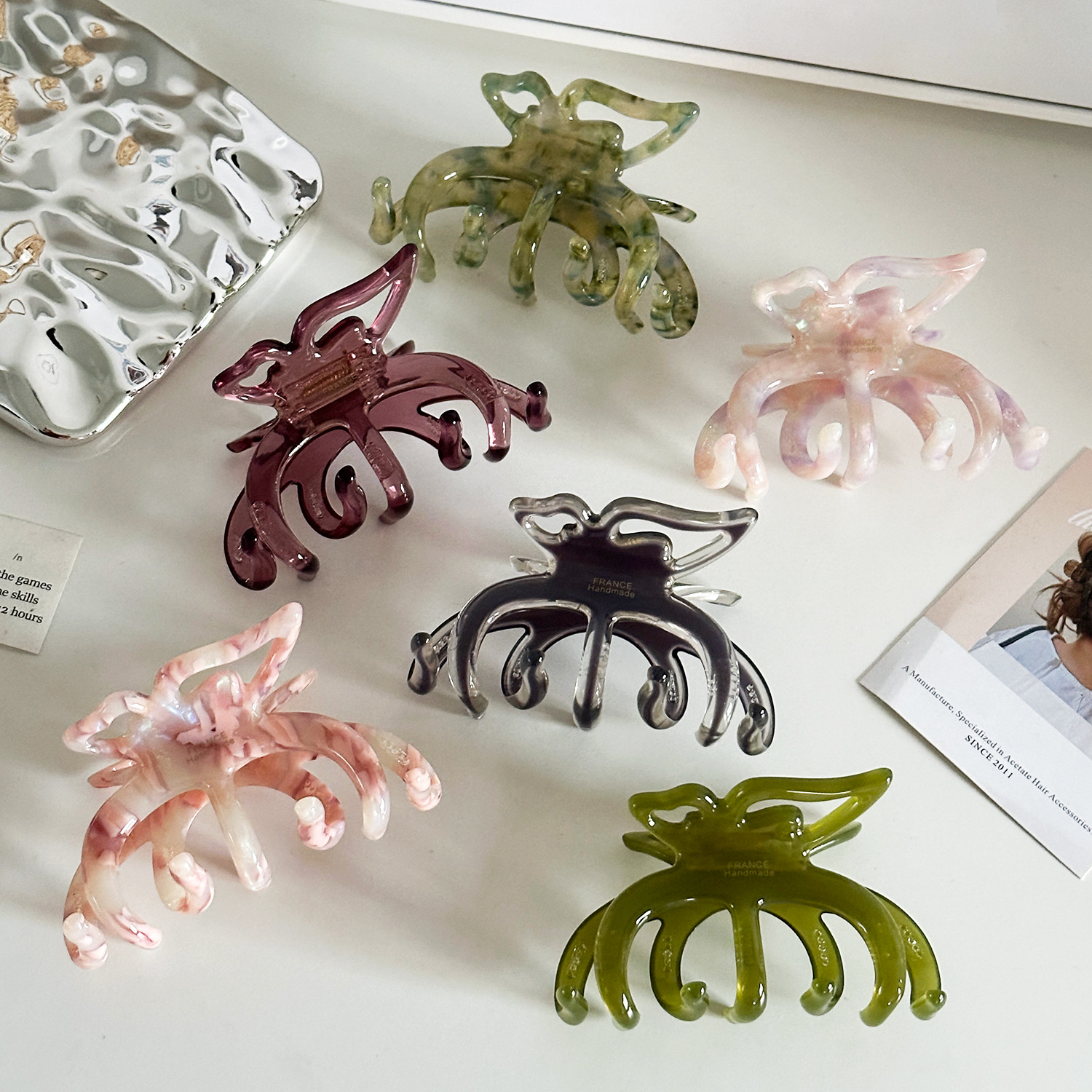 巨能抓百搭女抓夹加厚4MM醋酸蝴蝶发夹高级感金标鲨鱼夹简约彩色