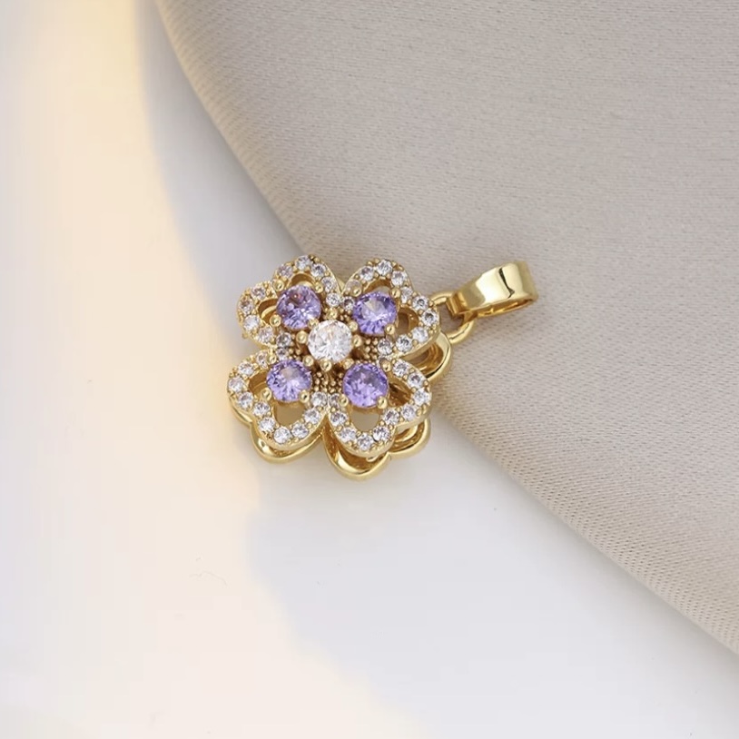 紫水晶旋转四叶花吊坠（多样性发一件）DZ-1266