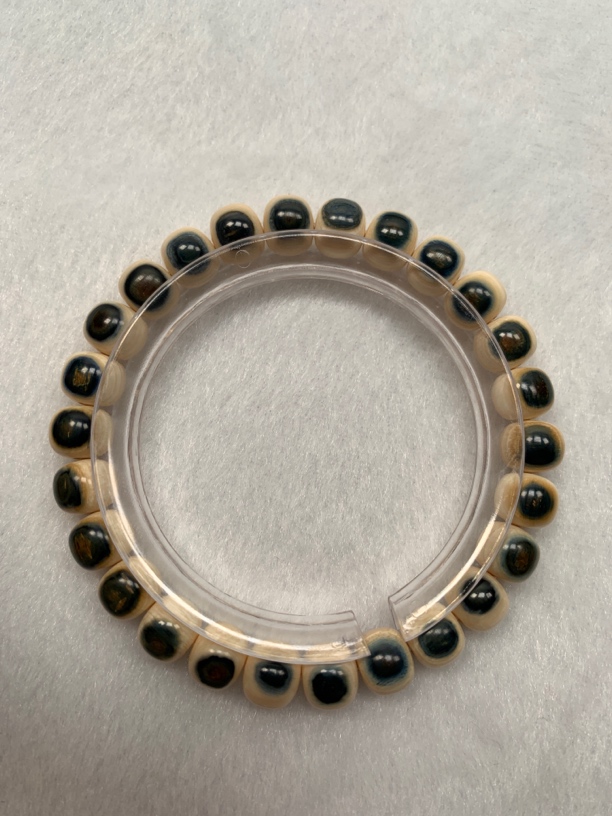 天然保真猛犸冰料蓝皮文玩手串8×7