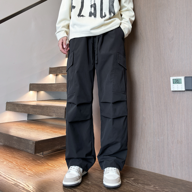 冬季休闲裤直筒保暖青年长裤子男裤潮流日系加绒卫裤男款简约加厚
