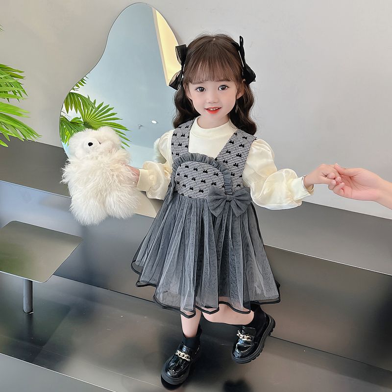 女童秋装连衣裙2023新款洋气时髦女宝宝公主裙两件套纱裙儿童衣服