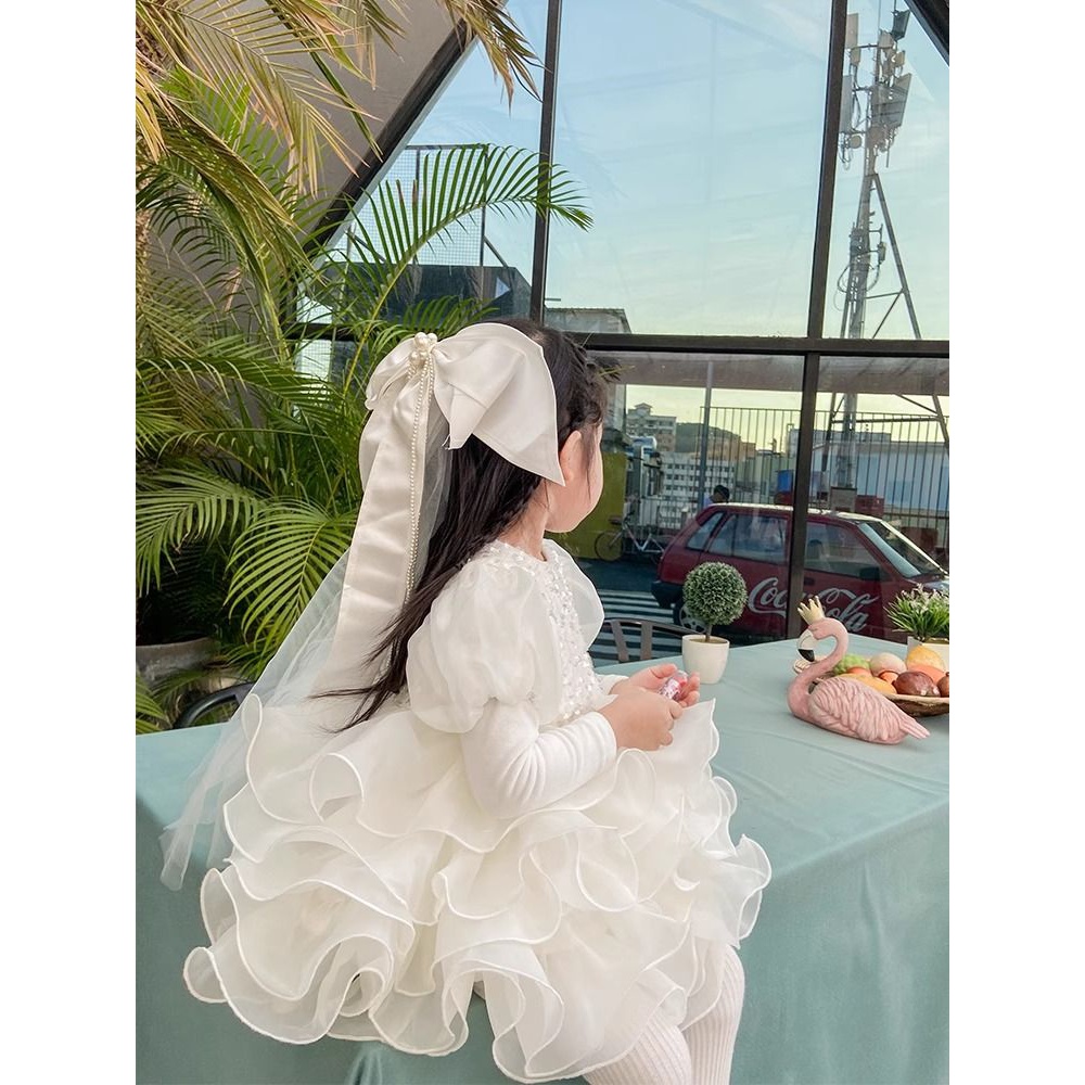 花童礼服小女孩婚礼女童生日裙宴会小纱裙春秋周岁冬女宝宝公主裙