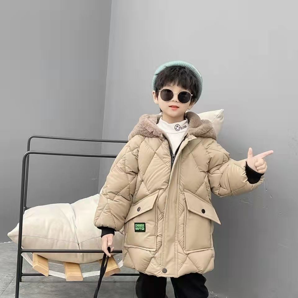 2022年新款男孩冬季加绒棉衣棉服中大童加厚棉衣外套中大童棉袄潮