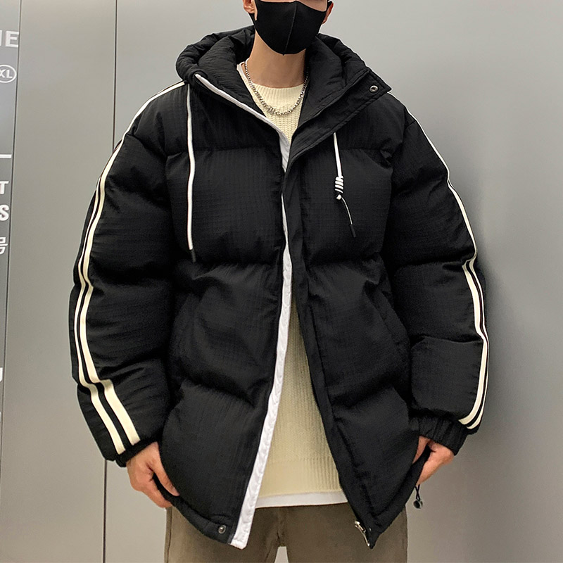 黑色连帽宽松棉服男士保暖2023新款冬季美式外套棉衣袄子男生防寒