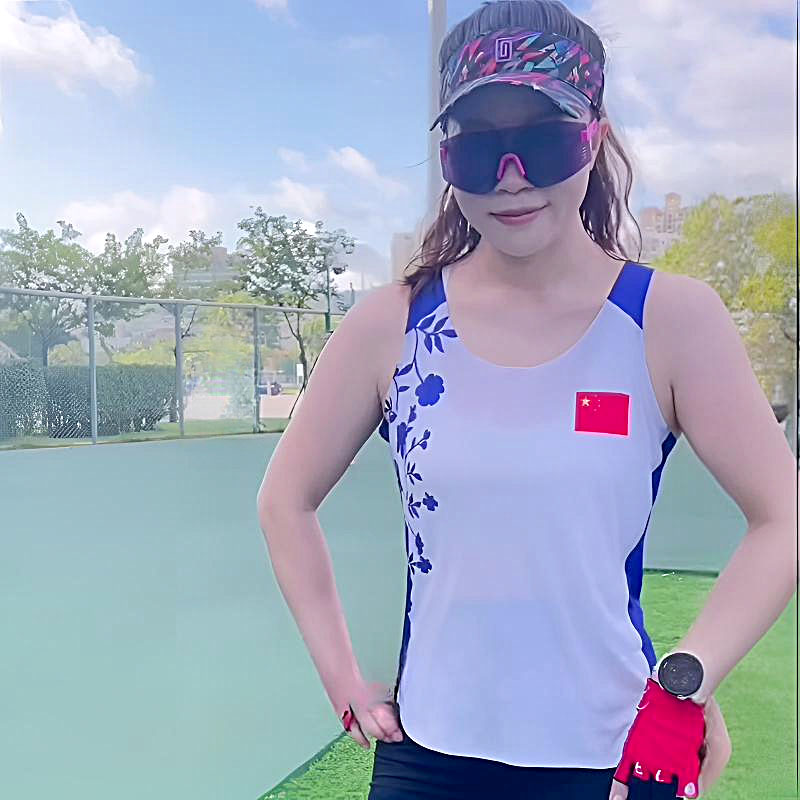 初将无缝无袖印花个性女情侣突破速干背心男马拉松