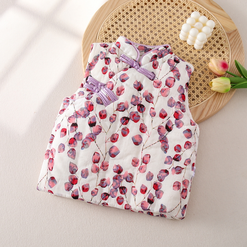 24年新 宝宝秋冬棉花马甲 背心 保暖马甲坎 国风复古盘扣马甲