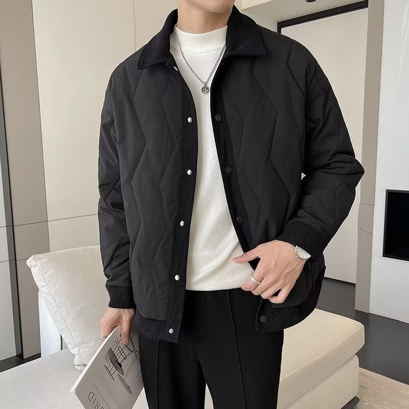 【唯方】2023冬季新款男士翻领棉服韩版时尚简约轻薄保暖防休闲百
