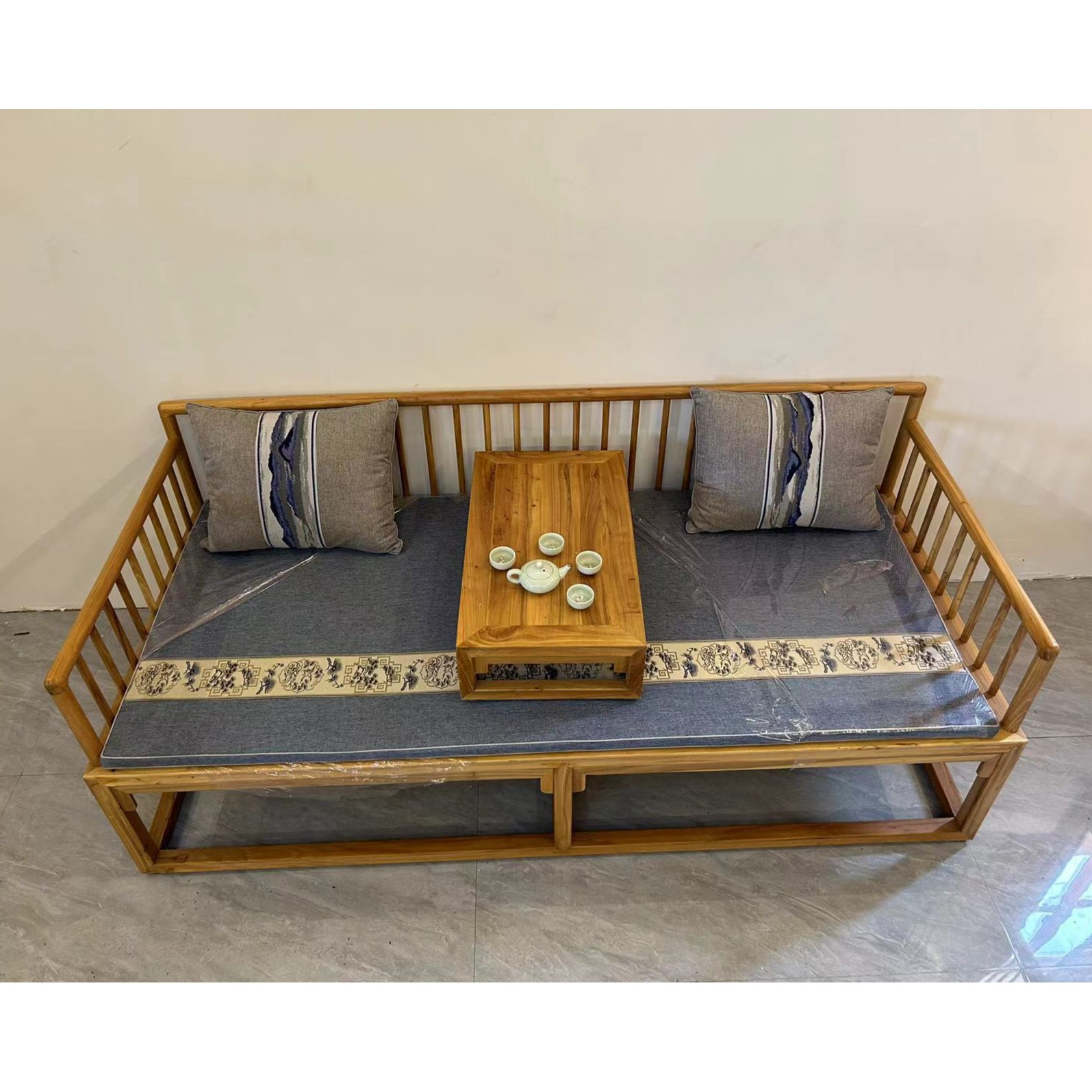 罗汉床新中式实木小户型禅意卧榻明式家具老榆木罗汉沙发床榻定制