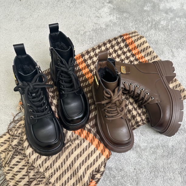 77725爆款【潘多拉】英伦风炸街厚底马丁靴冬短靴加绒加厚保暖棉靴