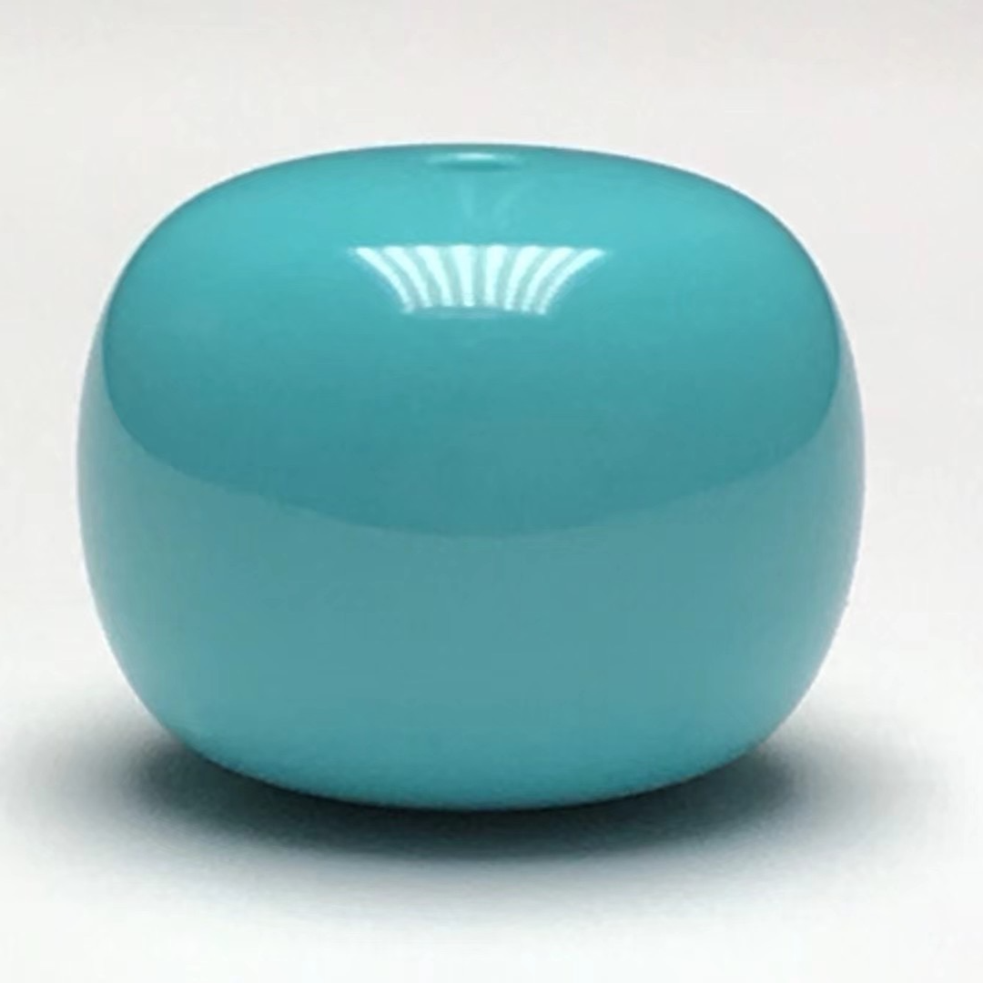 原矿高瓷蓝精品绿松石老型单珠配珠，玻璃光泽，无坑裂，纯色无暇