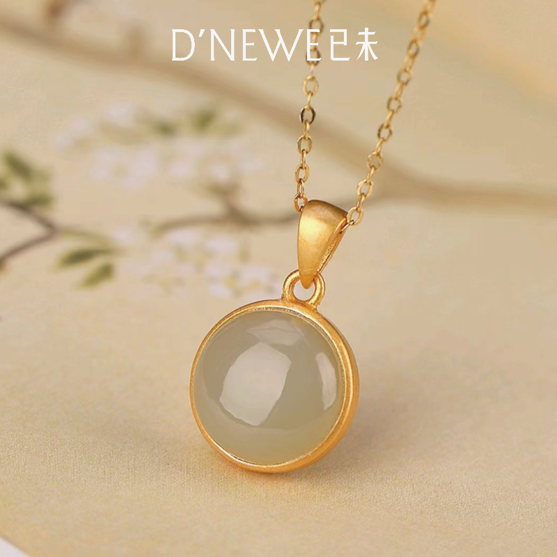 S925银天然和田玉吊坠