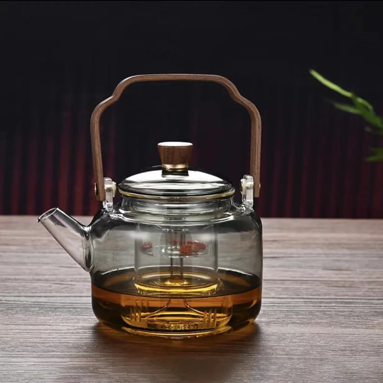 四代提梁壶烟灰色煮茶壶蒸煮新款耐高温电陶炉大容量玻璃煮水壶