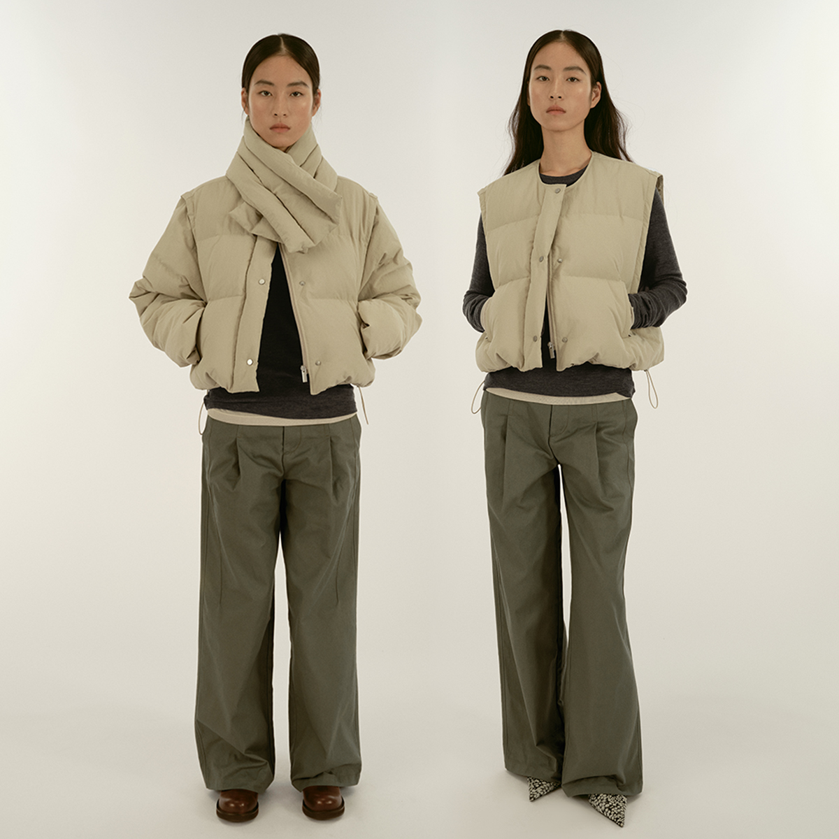 sagestudio 珍珠白短款可拆设计围脖短款外套