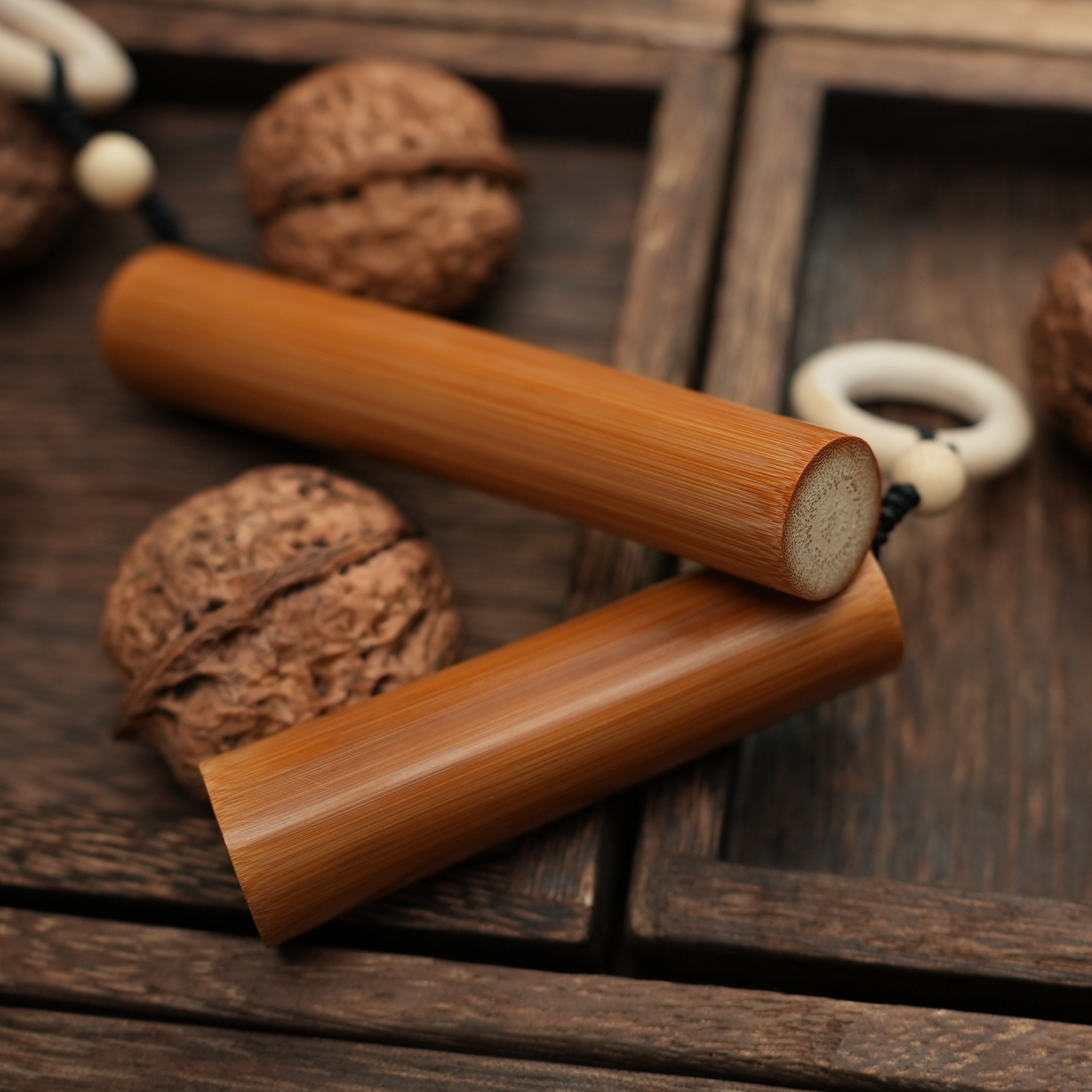 一扇香堂｜原创手工文玩盘玩竹艺品 可盘包浆手把件实心竹 