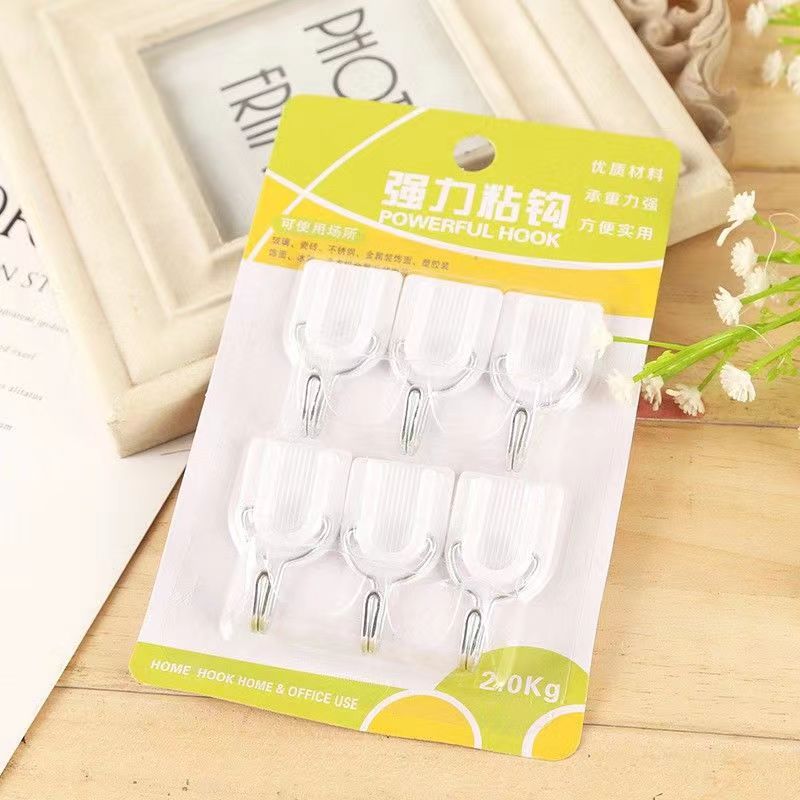 粘贴挂钩~卡6个（轻奢支架挂钩家用墙壁厨房卫生间墙面创意小挂钩）