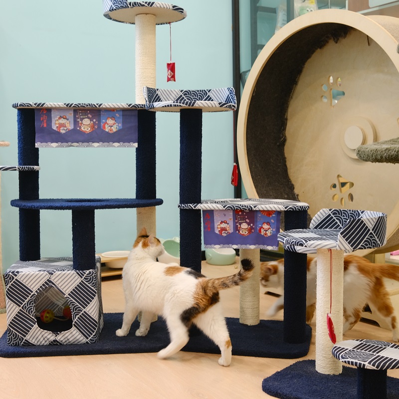 啦调酱 伊丽和风猫爬架猫窝猫树一体跳台剑麻磨爪攀岩逗猫玩具