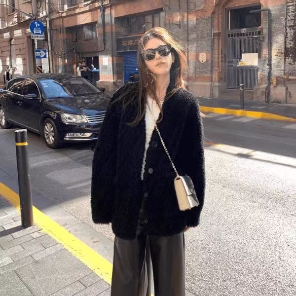 新款冬韩系慵懒风毛衣开衫保暖毛毛宽松长袖上衣ins风秋冬厚外套