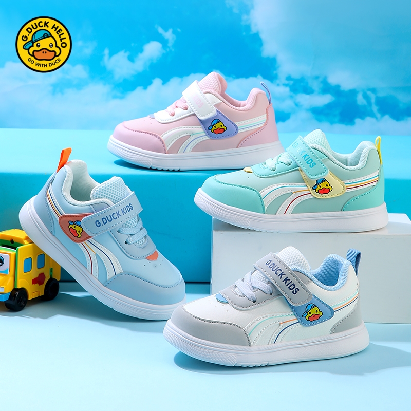 小黄鸭童鞋儿童鞋子秋季新款宝宝学步鞋小童网面透气防滑皮面防水