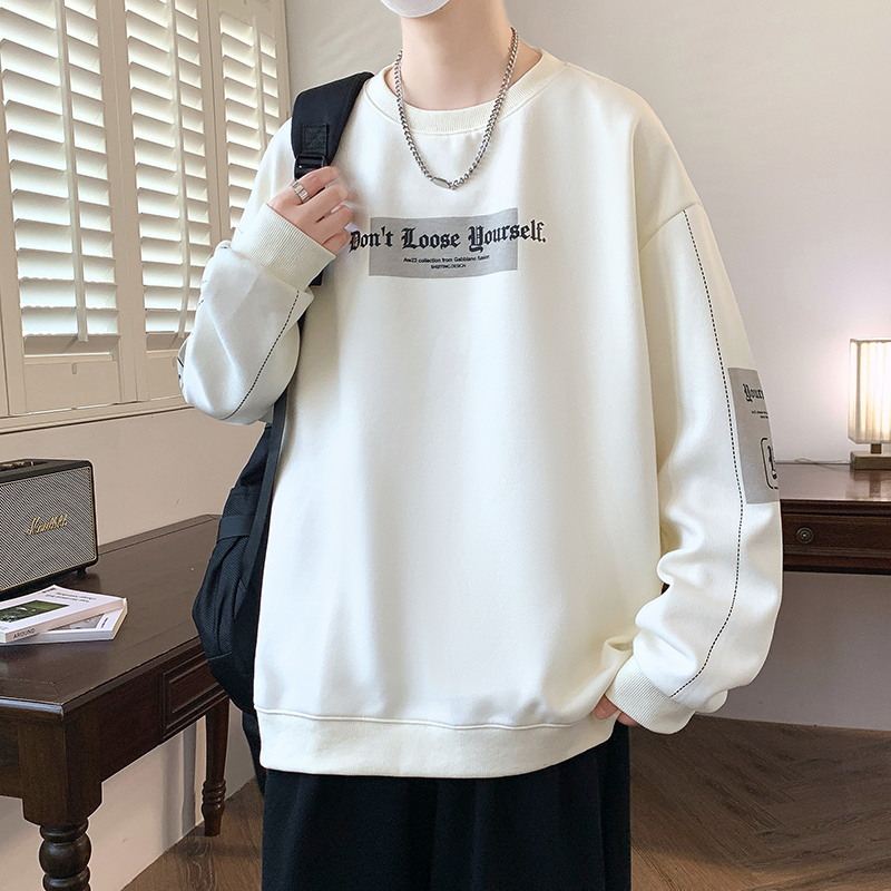 时尚新款美式重磅卫衣男生春秋季休闲圆领套头高街宽松长袖外套 