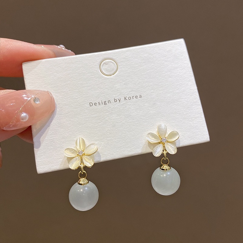 合金仿水晶耳饰 无耳洞「长月烬明」精致花朵耳钉蚊香盘耳夹气质女