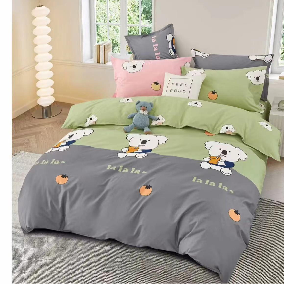 【考拉熊-绿】纯棉斜纹 床单被套 柔软亲肤