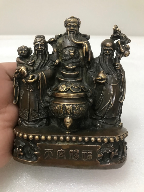 铜福禄寿三星摆件家居客厅装饰铜像