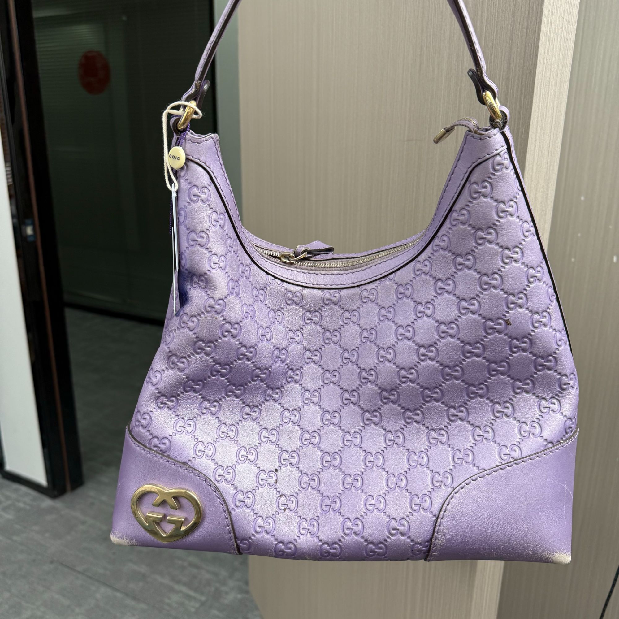 95新 GUCCI/古驰 紫色单肩手提包/58625