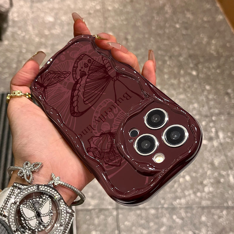 q蝴蝶线条iPhone15手机壳适用苹果华为vivo小米oppo硅胶保护套软
