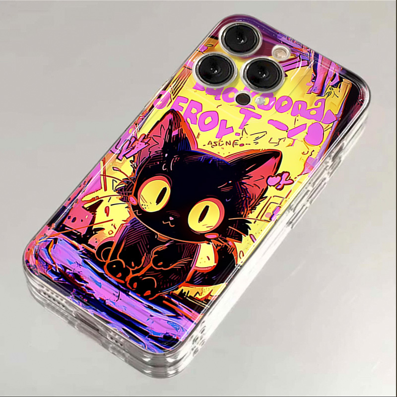 潮酷黑猫华为小米苹果iPhone15/14promax手机壳13硅胶12/11保护壳