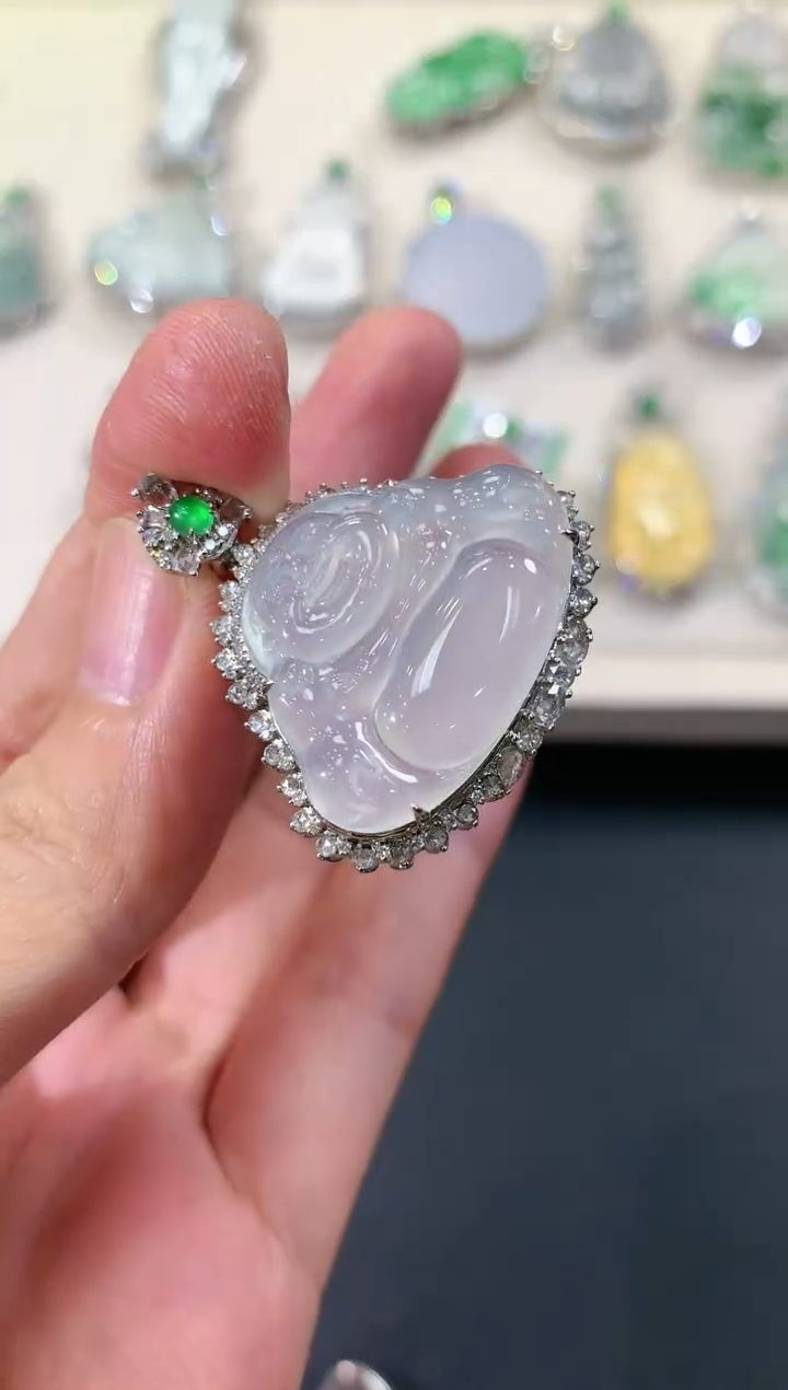 【闪购商品】翡翠吊坠(不含链)18K金镶嵌r106