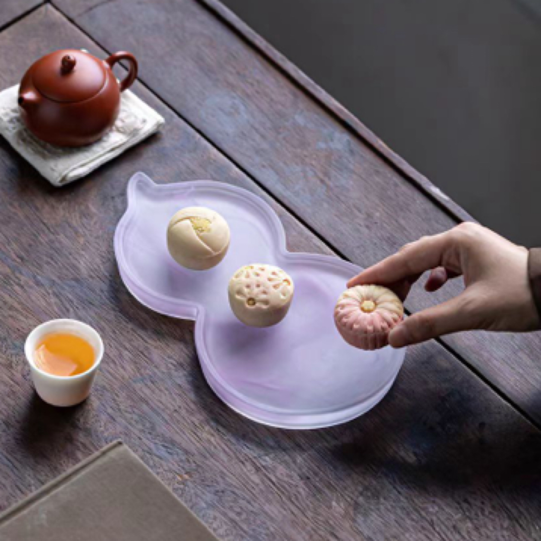 琉璃茶盘透明玻璃干泡盘葫芦壶承盖碗托盘家用泡茶盘复古茶点盘