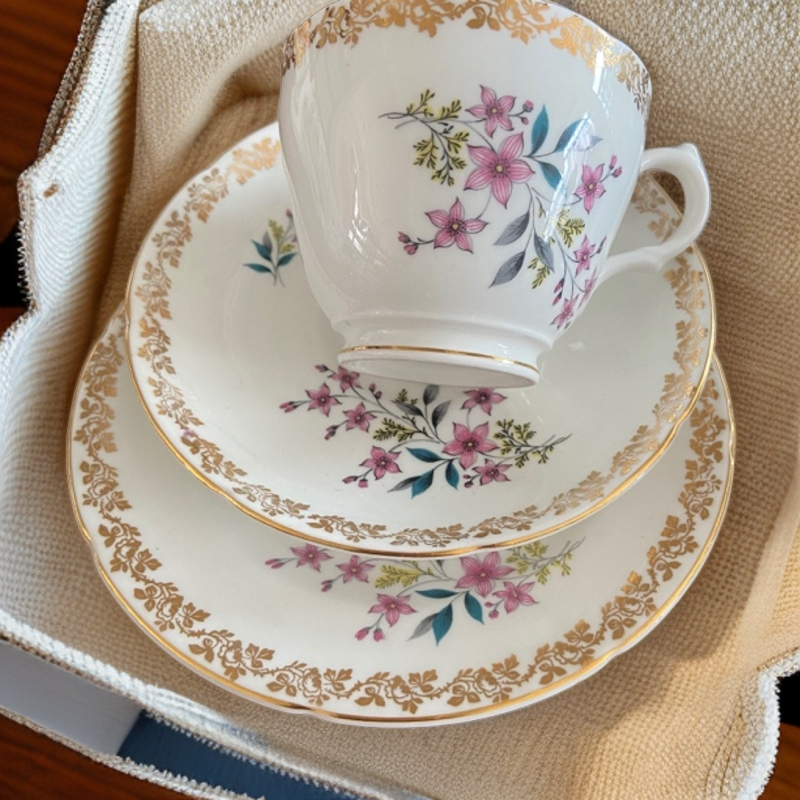 中古英产格拉夫顿咖啡杯一杯俩碟