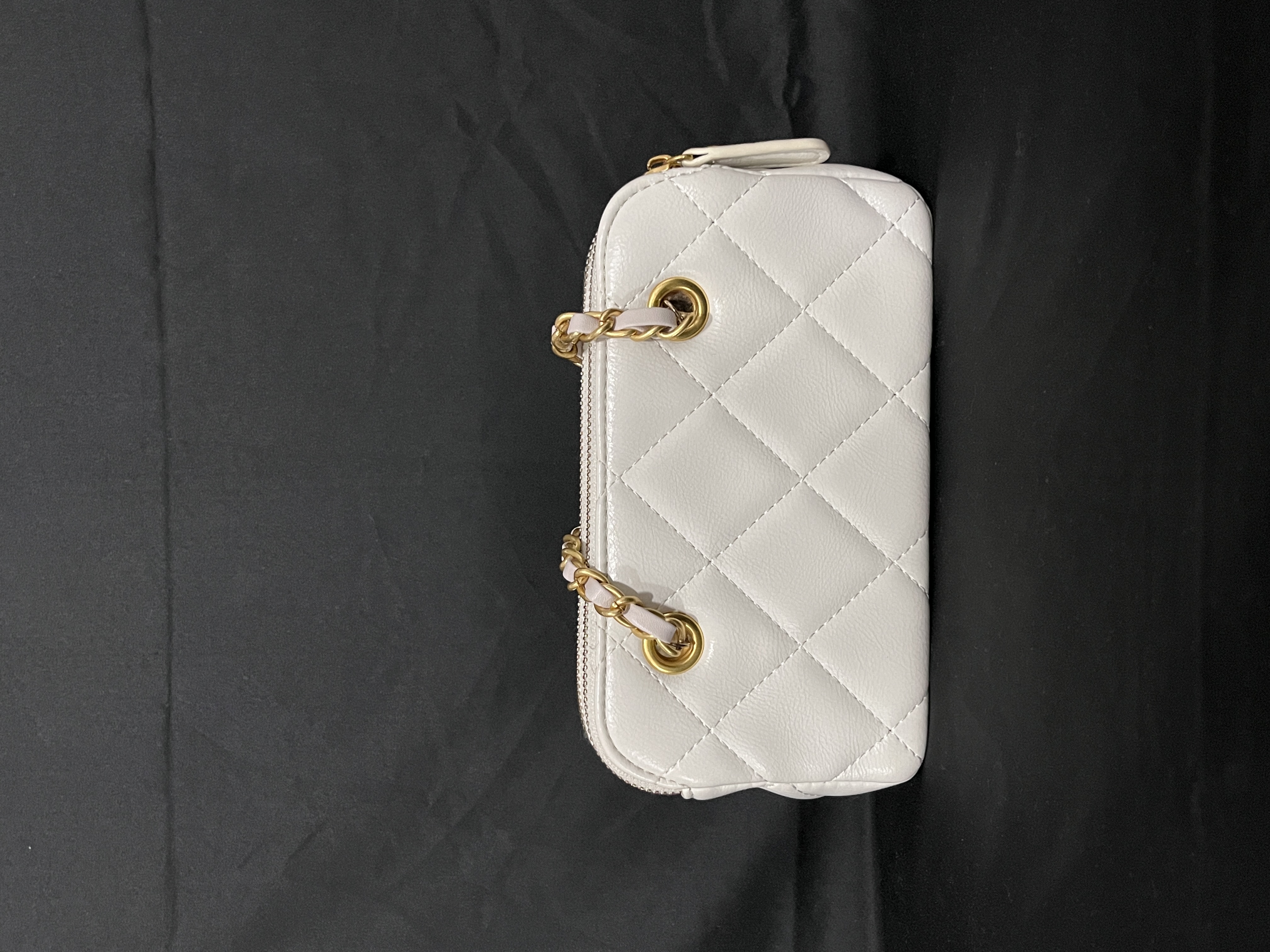 LQ-WITH-QUEEN真皮女包小手提菱格金小包0241白色