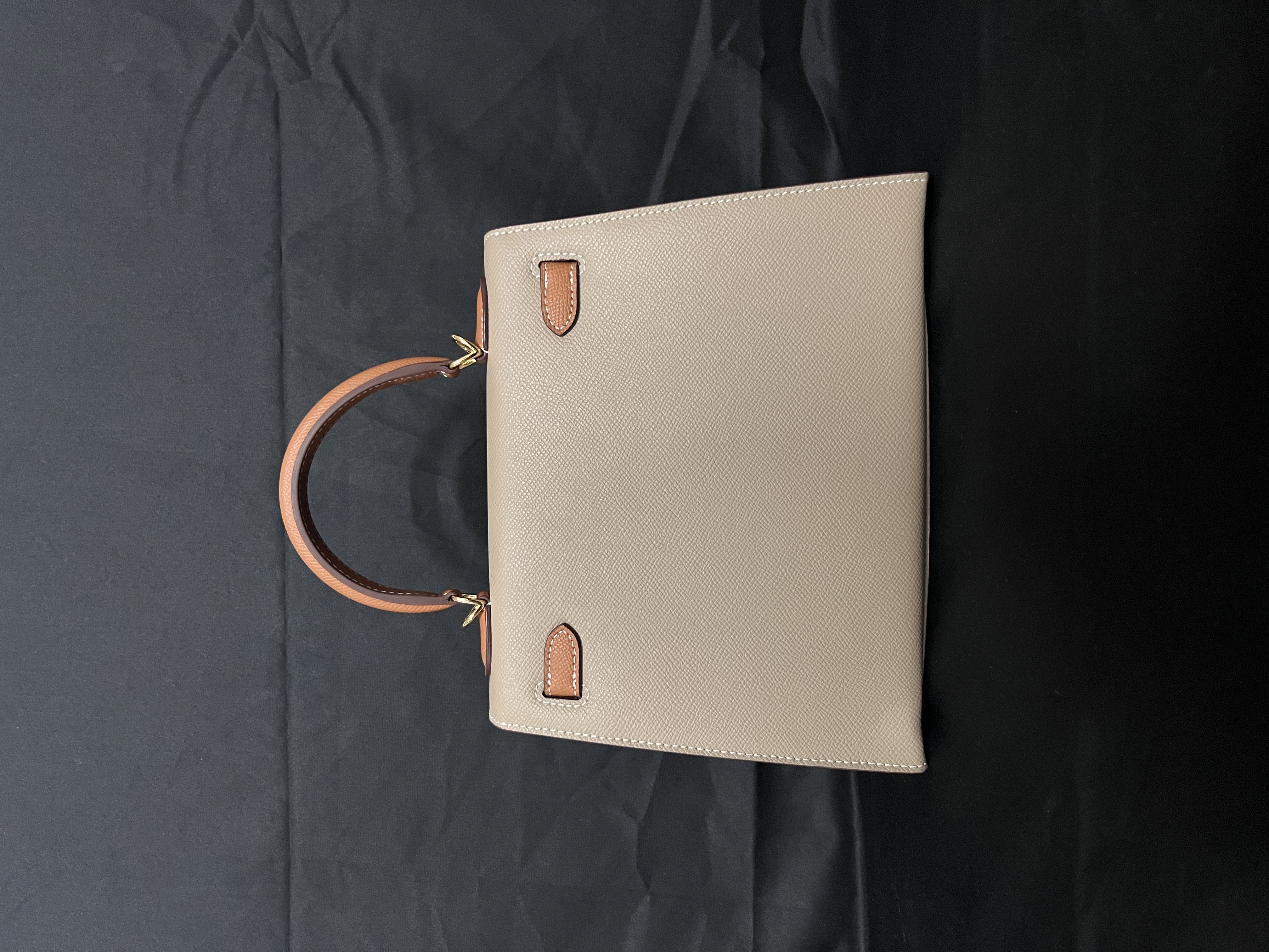 LQ-WITH-QUEEN真皮女包手提灰拼色棕