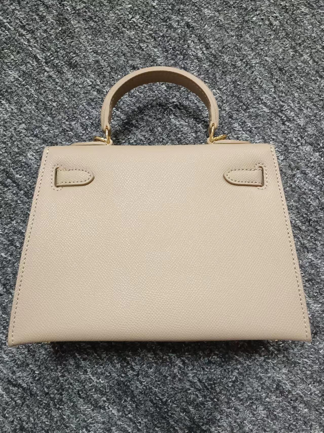 LQ-WITH-QUEEN真皮女包手提手掌纹灰色22CM