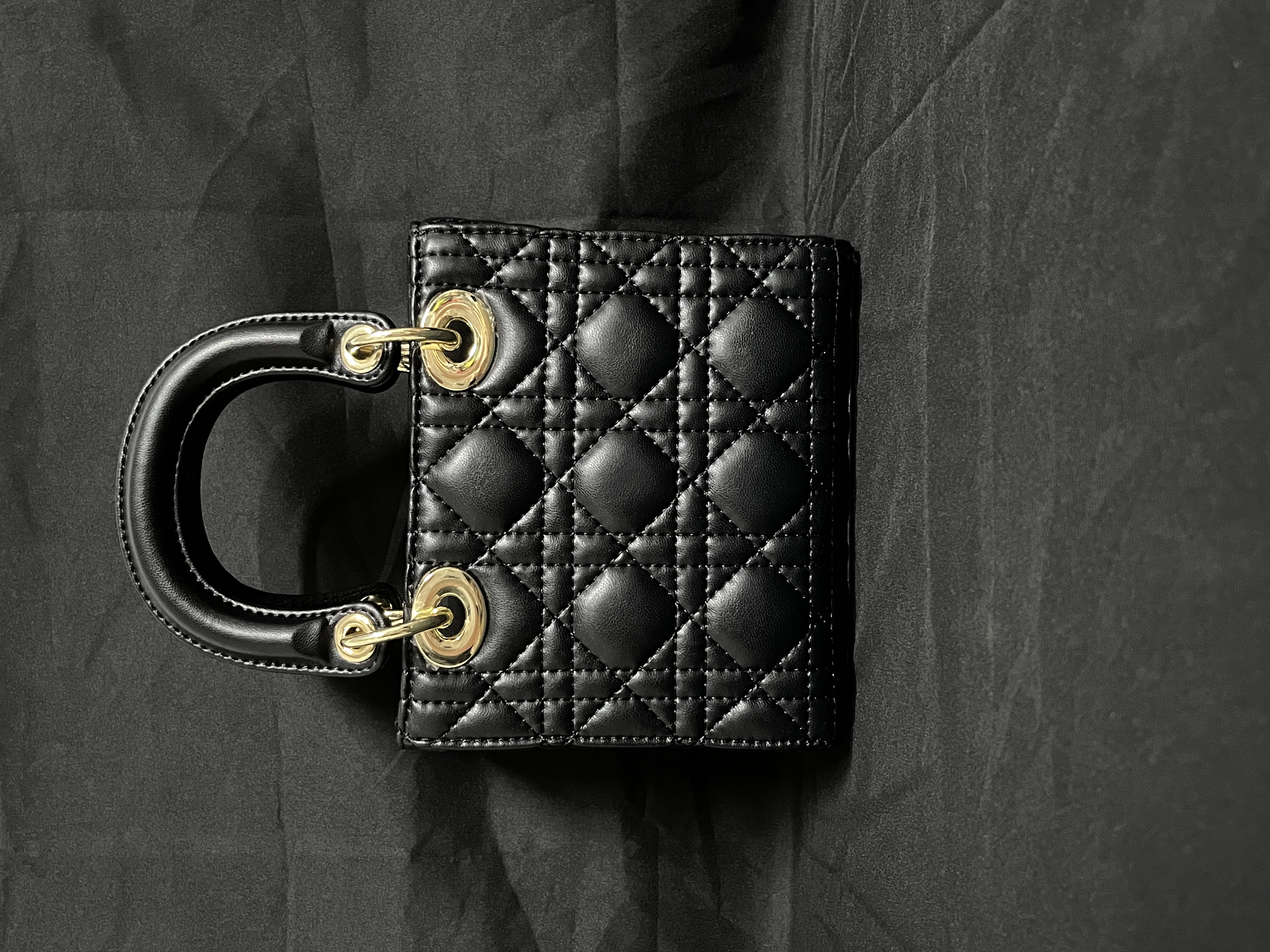 LQ-WITH-QUEEN真皮女包3格哑光黑色-小