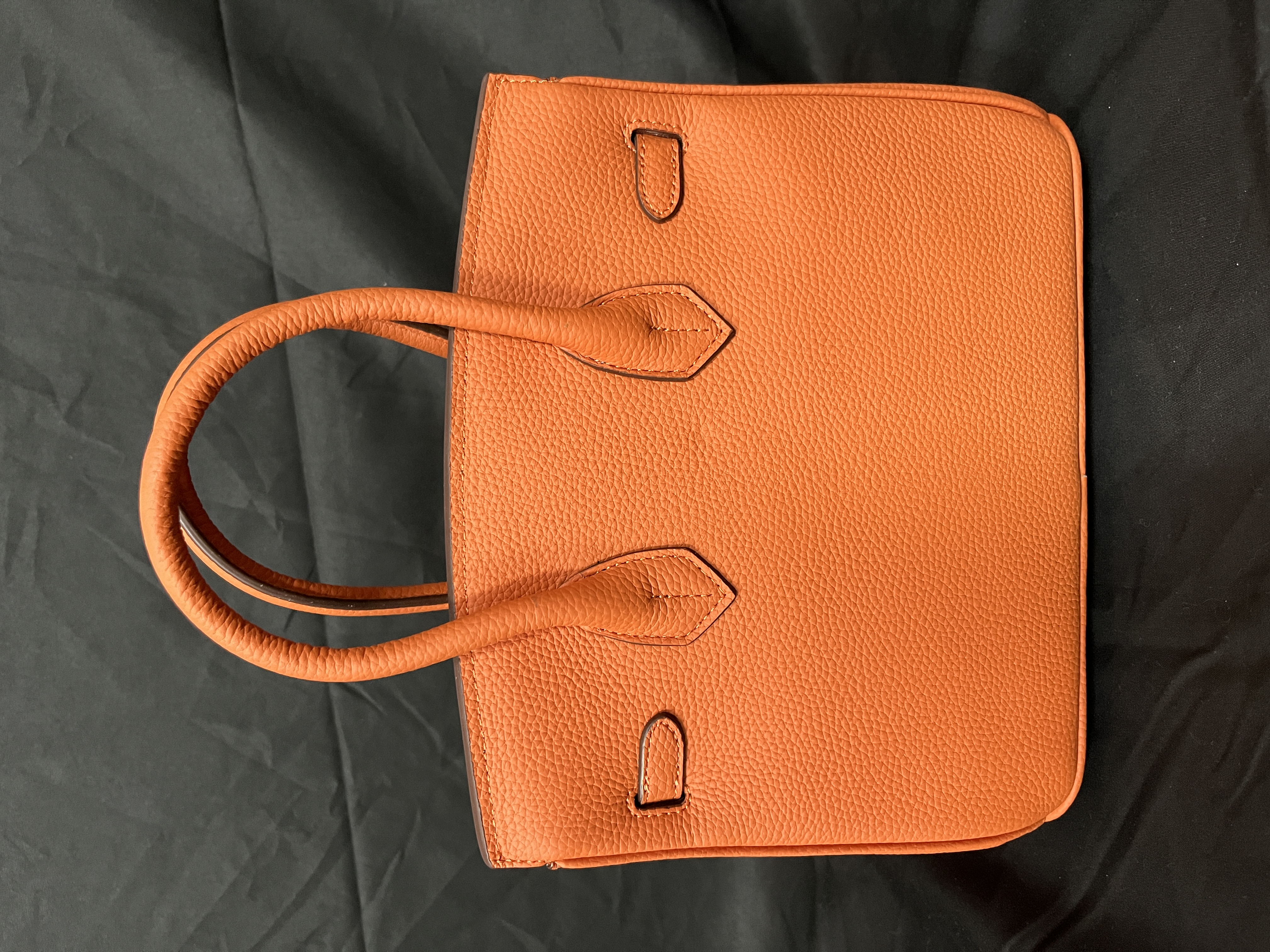 LQ-WITH-QUEEN真皮女包双手提橙色-25cm