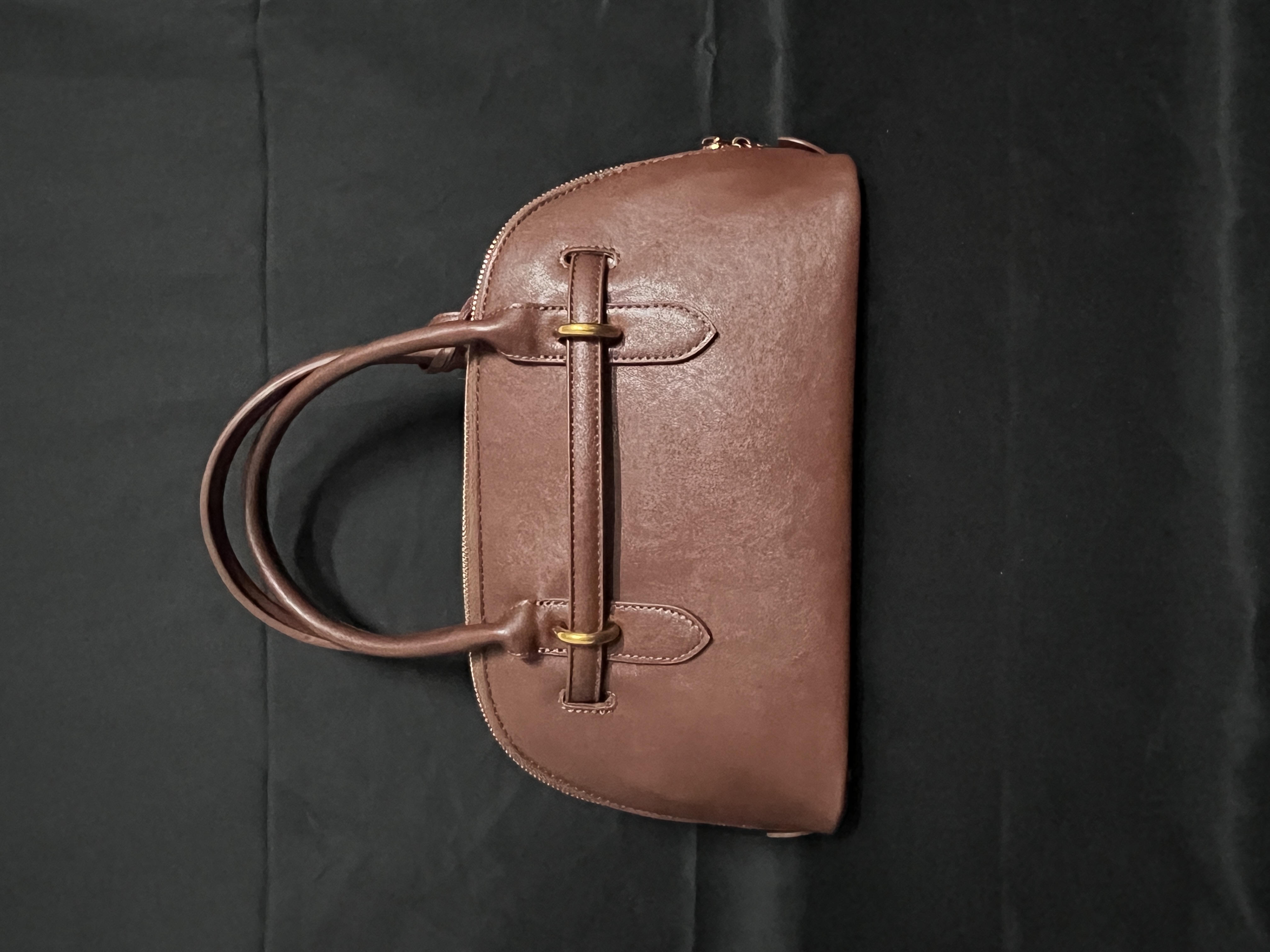 LQ-WITH-QUEEN真皮女包贝壳手提包红棕色