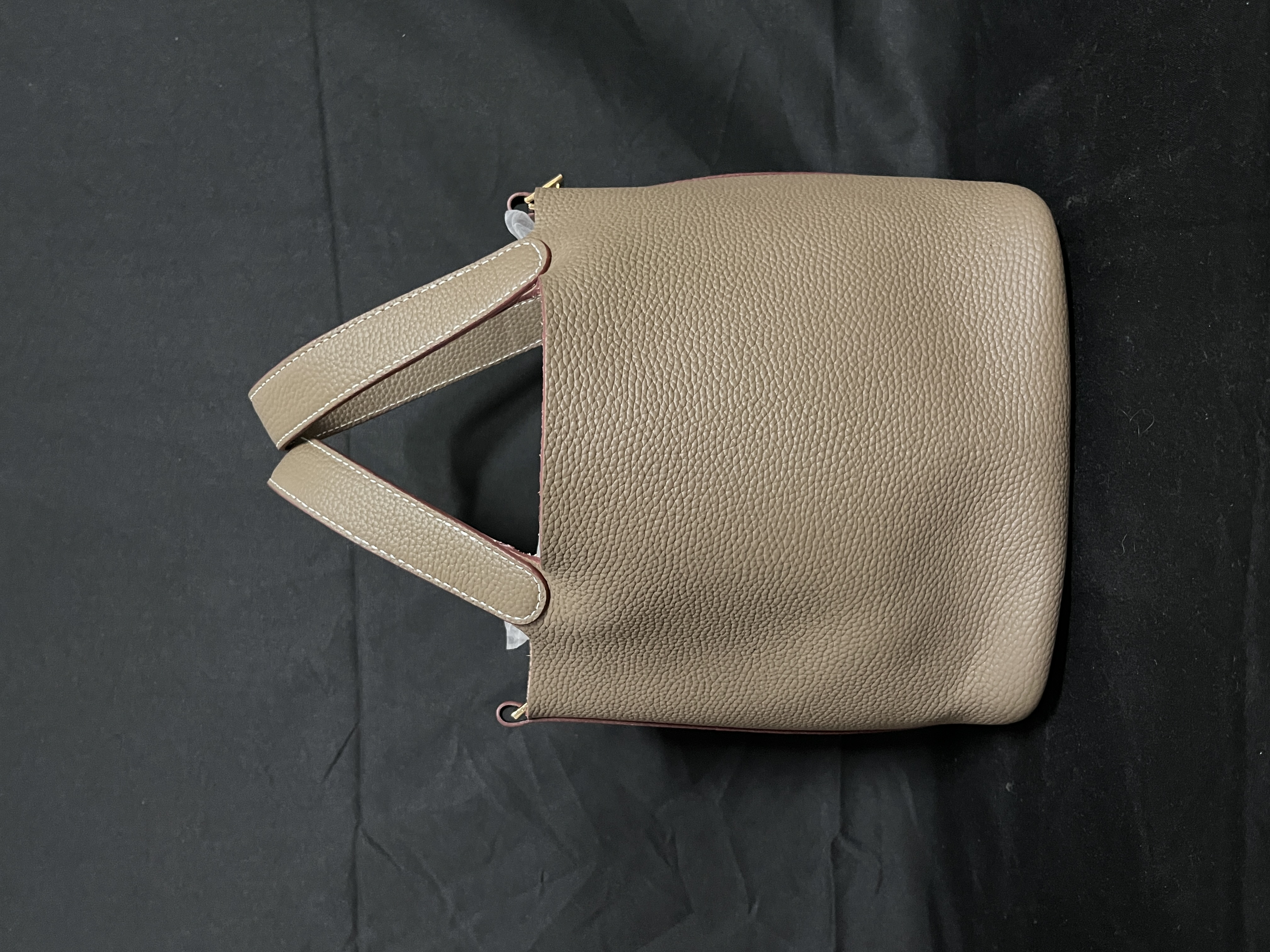 LQ-WITH-QUEEN真皮女包篮子灰色