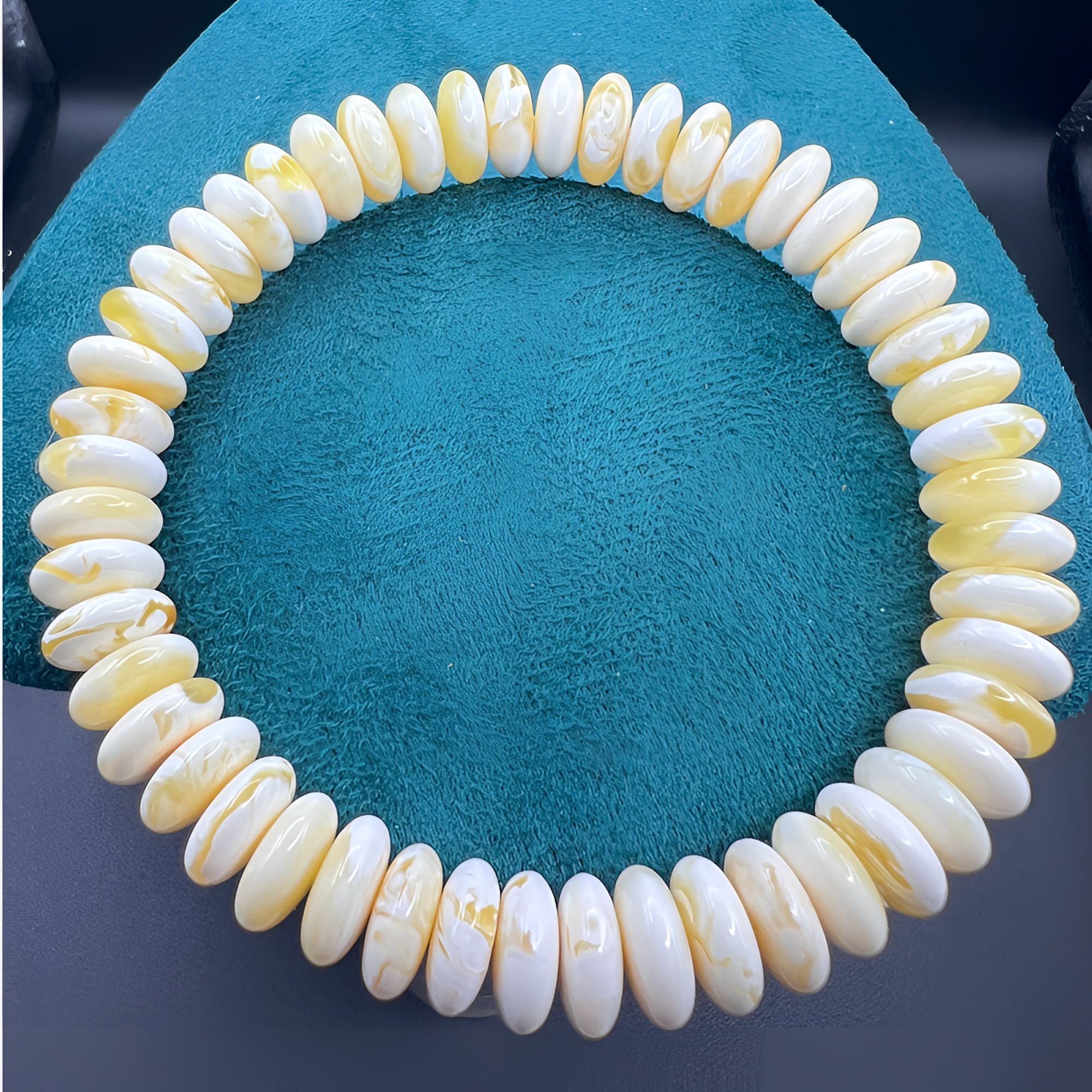 【星涔珠宝-琥珀蜜蜡】天然原矿俄料收藏级金瓷白飞碟手串（10mm）