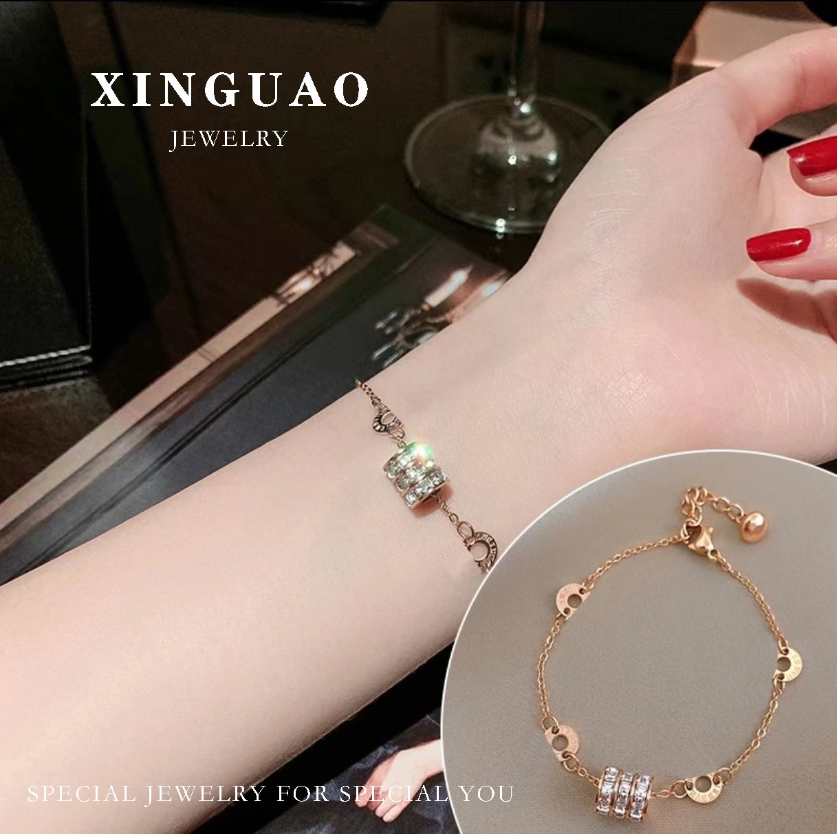 铜合金手链 （孤品清伧）轻奢罗马数字小蛮腰手链172