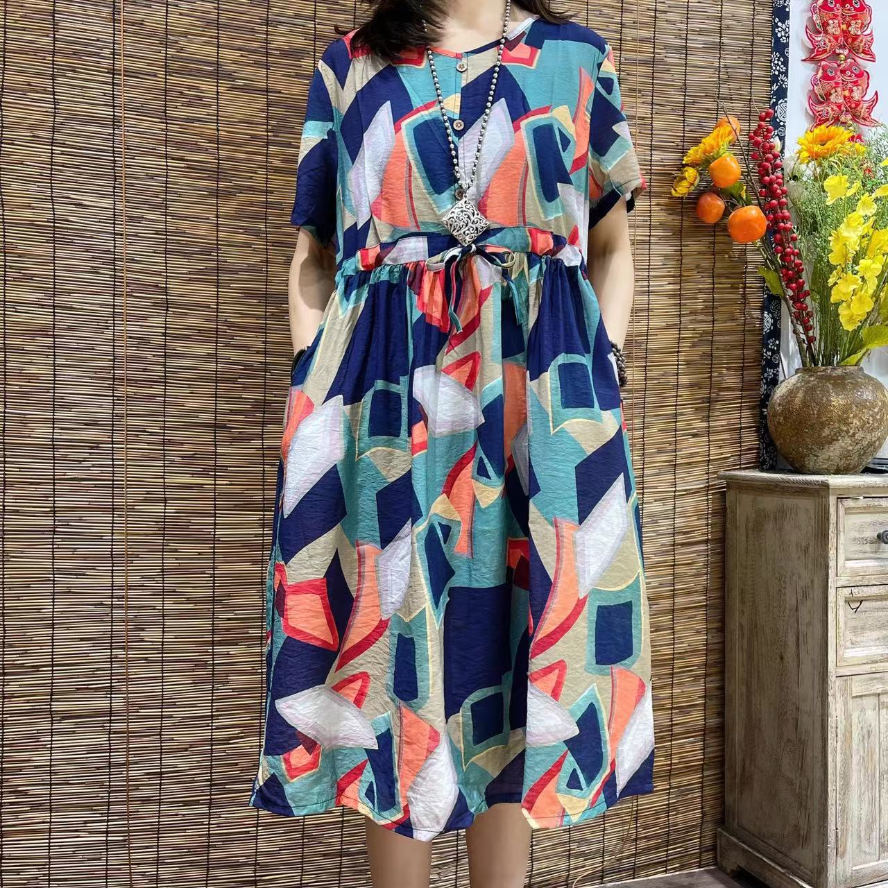 9695夏季新款时尚休闲气质减龄显瘦连衣裙